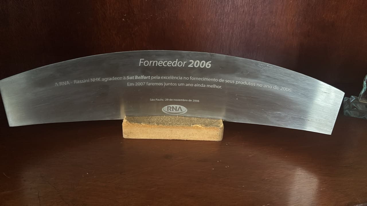 Reconhecimento Fornecedor 2006 concedido à SAT Belfort pela RNA / Rassini NHK